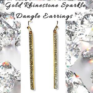 Rhinestone Sparkle Dangle Goldtone Earrings NEW
